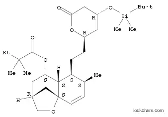 Molecular Structure of 125175-64-6 (2,2-Dimethylbutanoic Acid [3R-[3a,5,5aa,6a(2R*,4R*),7a,9aS*]]-6-[2-[4-[[(1,1-Dimethylethyl)dimethylsilyl]oxy]tetrahydro-6-oxo-2H-pyran-2-yl]ethyl]-3,4,5,5a,6,7-hexahydro-7-methyl-2H-3,9a-methano-1-benzoxepin-5-yl Ester)